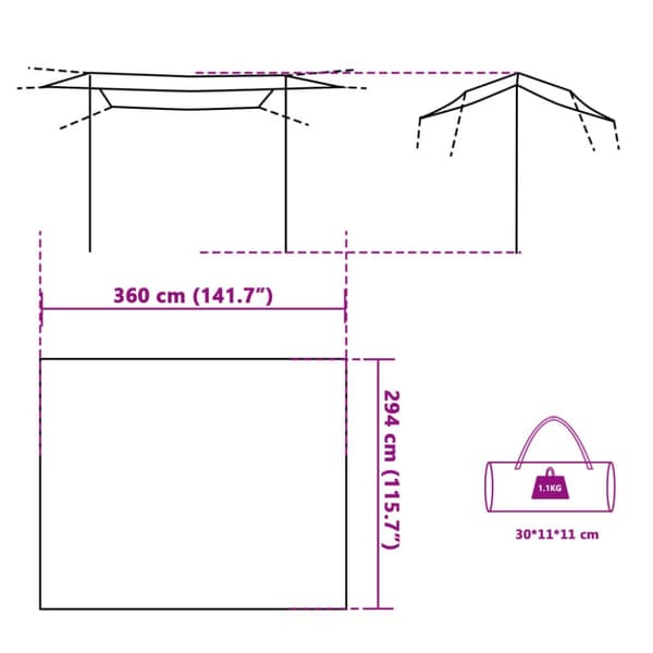 Tarp grå och orange 360x294 cm vattentät