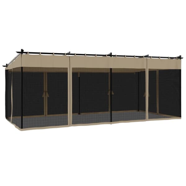 Paviljong med nätväggar taupe 6x3 m stål