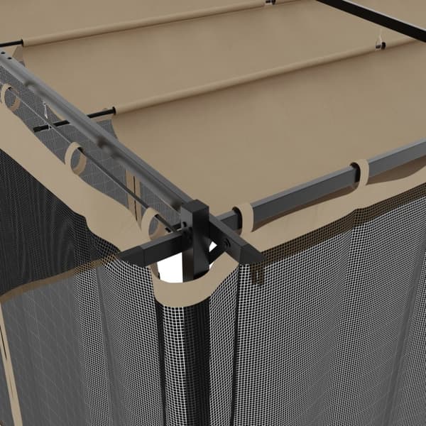 Paviljong med nätväggar taupe 6x3 m stål