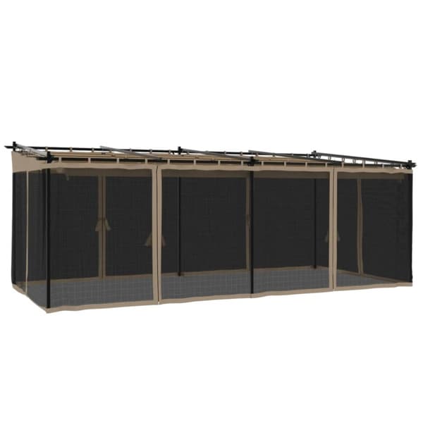 Paviljong med nätväggar taupe 6x3 m stål
