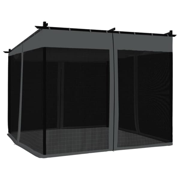 Paviljong med nätväggar antracit 3x3 m stål