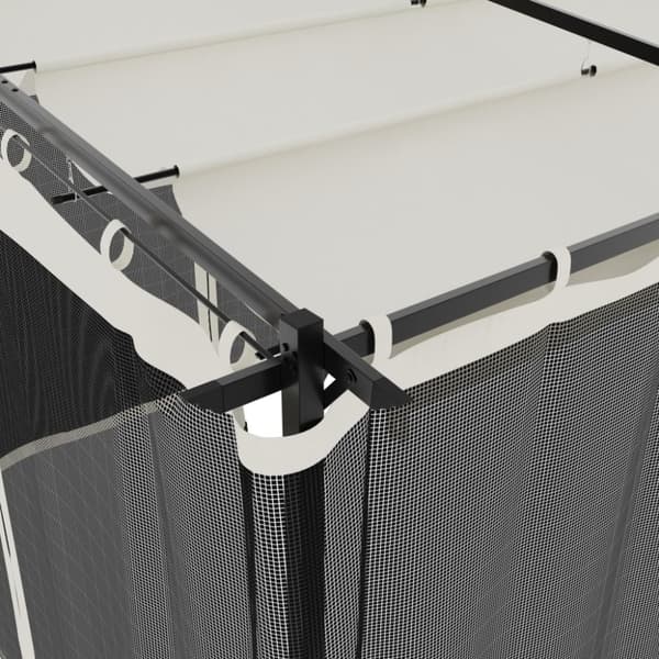 Paviljong med nätväggar gräddvit 6x3 m stål