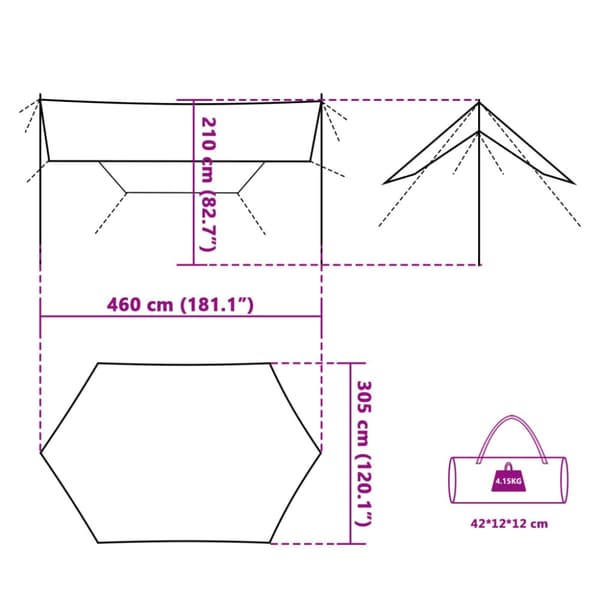 Tarp grön 460x305x210 cm vattentät