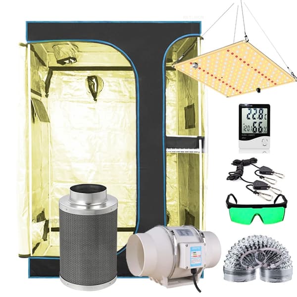 Indendørs Grow Telt, Dæmpbare LED Grow Lamper, Fuld Ventilationssystem, Flere Størrelser,60x60x120CM Kits60x60x120CM Sæt