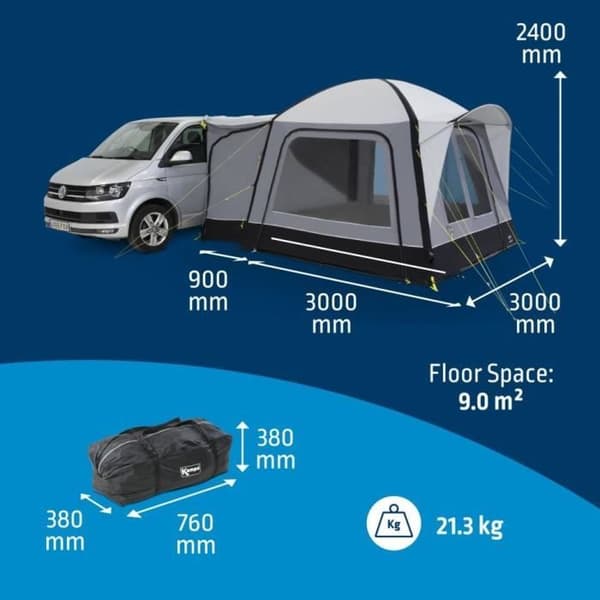 Fristående förtält - KAMPA - Cross Air TC - Polycotton-tyg, Air Frame, golv, mörkläggningsgardiner, myggnätspanel