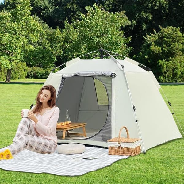Familie Camping Telt, Hurtig Opsætning, Dobbelt Lag,Rød
