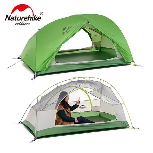 Ultralight 2-person telt til camping, vandtæt nylon, holdbare aluminiumsstænger,20D-Grøn