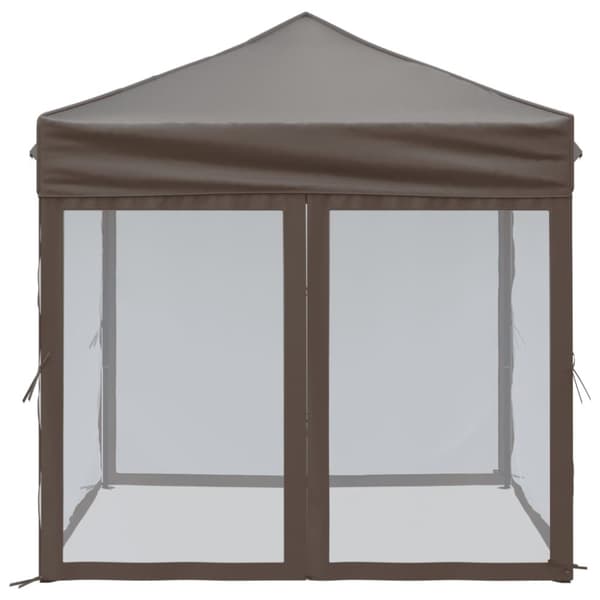 Hopfällbart partytält med sidoväggar taupe 2x2 m