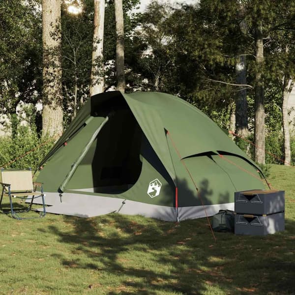 vidaXL Kuppeltelt for camping 4 personer olivengrønn vanntett