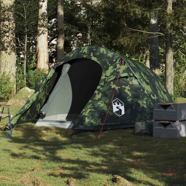 vidaXL Campingtält tunnel 3 personer kamouflage vattentätt