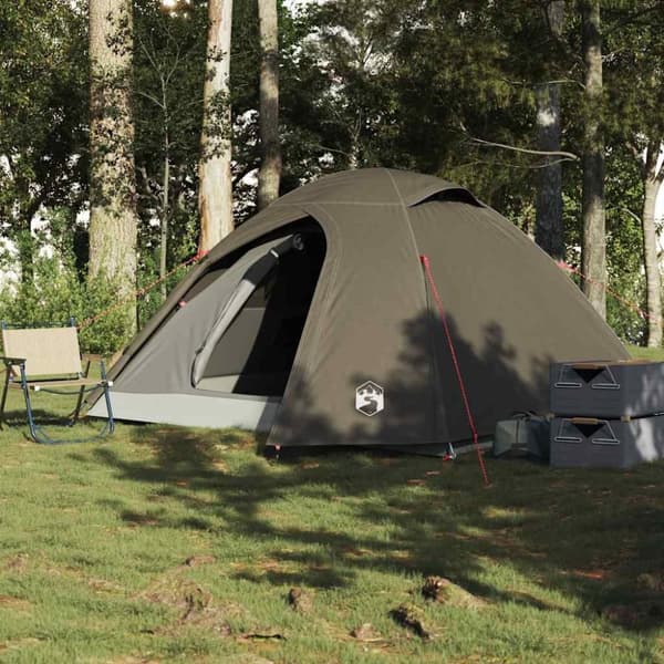 vidaXL Kuppeltelt for camping 3 personer brun vanntett
