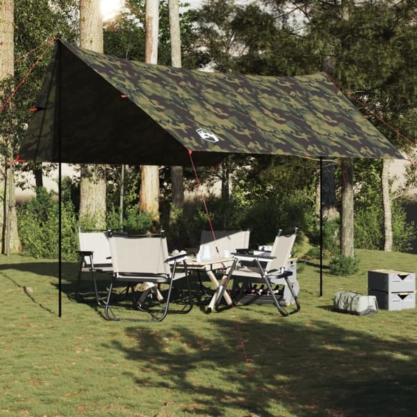 vidaXL Tarp kamouflage 438x376x212 cm vattentät