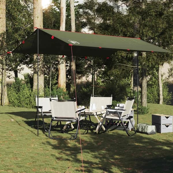 vidaXL Camping Tarp oliivinvihreä 366x306 cm Vedenpitävä