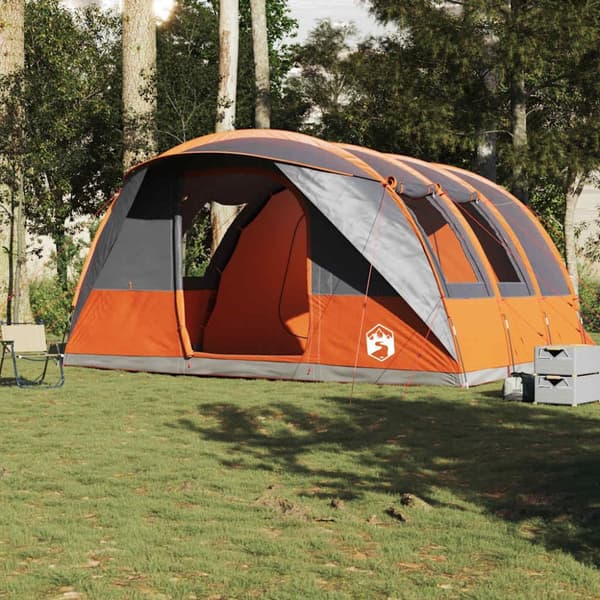 vidaXL Tunneltelt for camping 5 personer grå og oransje vanntett