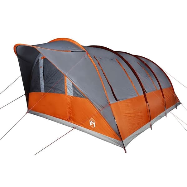 vidaXL Tunneltelt for camping 5 personer grå og oransje vanntett