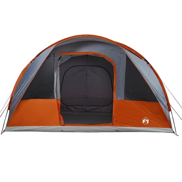vidaXL Tunneltelt for camping 5 personer grå og oransje vanntett