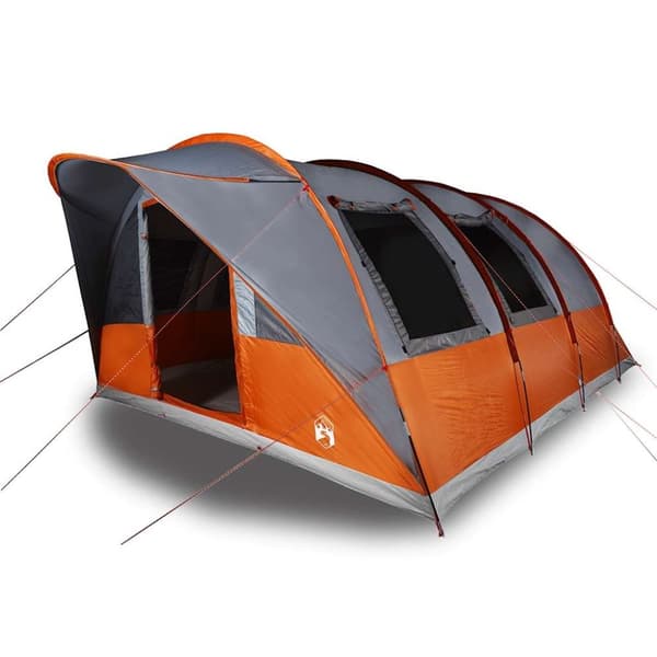 vidaXL Tunneltelt for camping 5 personer grå og oransje vanntett