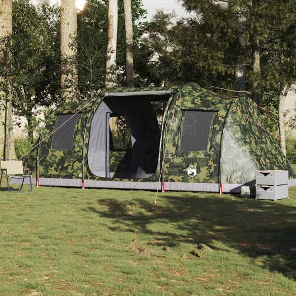 vidaXL Campingtält tunnel 4 personer kamouflage vattentätt