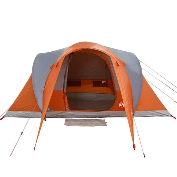 vidaXL Kuppeltelt for camping 6 personer grå og oransje vanntett