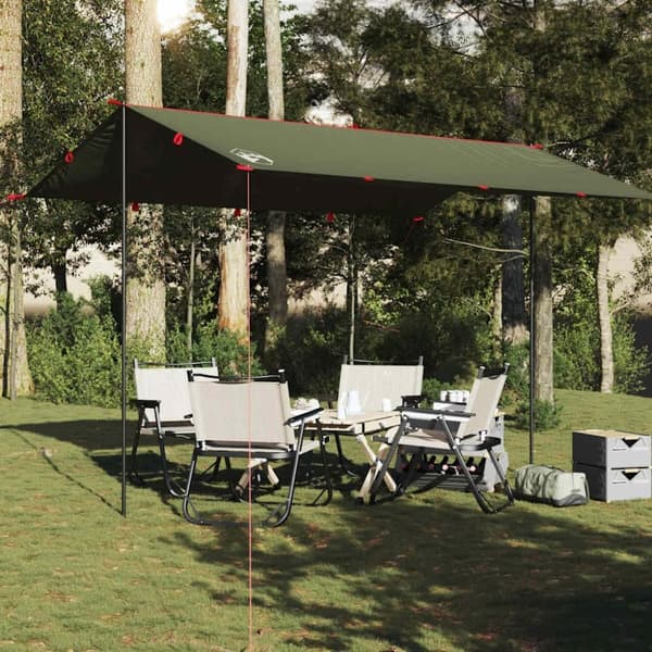 vidaXL Camping Tarp oliivinvihreä 406x306 cm Vedenpitävä