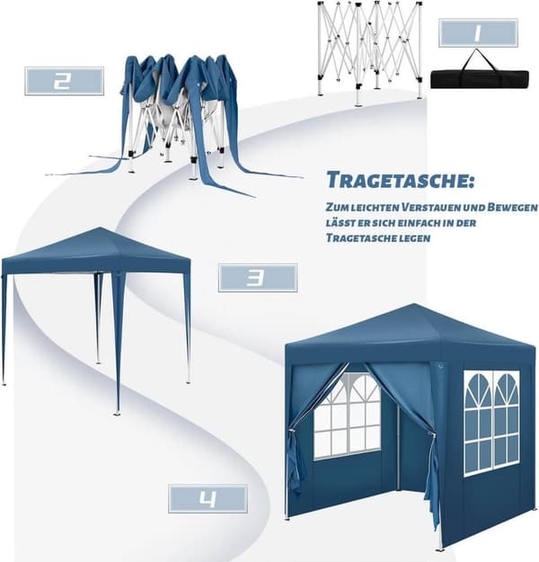 Rootz Garden Gazebo - Utomhuspaviljong - Grilltält - UV-skydd - 2x2m - 210D Oxford-tyg - Metallram - Justerbar höjd - 2,32/2,36/2,4m