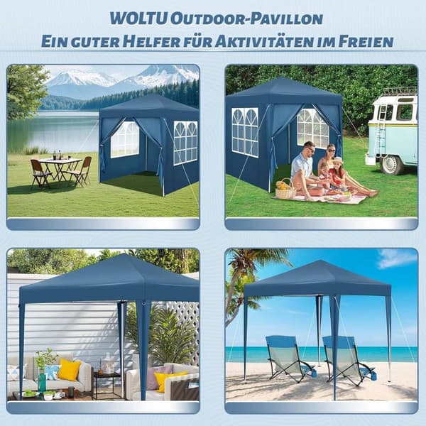 Rootz Garden Gazebo - Utomhuspaviljong - Grilltält - UV-skydd - 2x2m - 210D Oxford-tyg - Metallram - Justerbar höjd - 2,32/2,36/2,4m