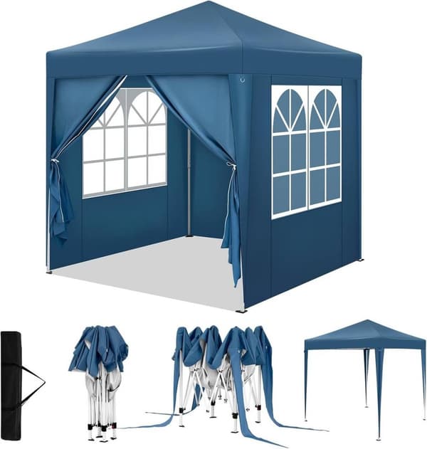 Rootz Havepavillon - Udendørs pavillon - Grilltelt - UV-beskyttelse - 2x2m - 210D Oxford stof - Metalramme - Justerbar højde - 2,32/2,36/2,4m