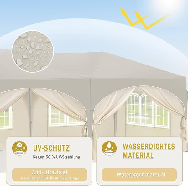 Rootz Garden Gazebo 3x6m - Ulkokatos - Pop Up -teltta - UV-suoja - Vettä hylkivä - 250-254-258cm - Täydelliset tarvikkeet