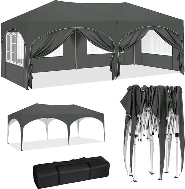 Rootz Garden Gazebo 3x6m - Ulkokatos - Pop Up -teltta - UV-suoja - Vettä hylkivä - 250-254-258cm - Täydelliset tarvikkeet