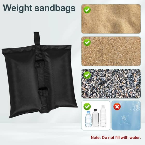 Rootz Sandbag Set - 4 kaksikammioista painokassia - 300 GSM Oxford -kangas - Vedenpitävä - Helppo kiinnitys - Monipuolinen käyttö - 37 cm x 41,5 cm -