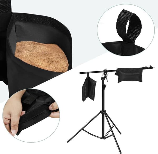 Rootz Sandbag Set - 4 kaksikammioista painokassia - 300 GSM Oxford -kangas - Vedenpitävä - Helppo kiinnitys - Monipuolinen käyttö - 37 cm x 41,5 cm -