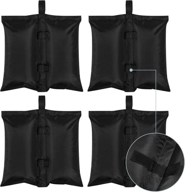 Rootz Sandbag Set - 4 kaksikammioista painokassia - 300 GSM Oxford -kangas - Vedenpitävä - Helppo kiinnitys - Monipuolinen käyttö - 37 cm x 41,5 cm -