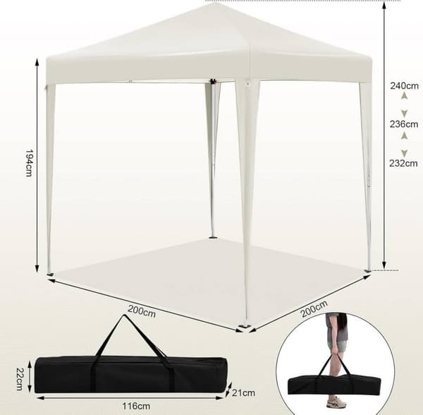 Rootz Outdoor Gazebo - Trädgårdstak - Solskydd - Rostskyddad - UV-skydd - 2m x 2m x 2,4m