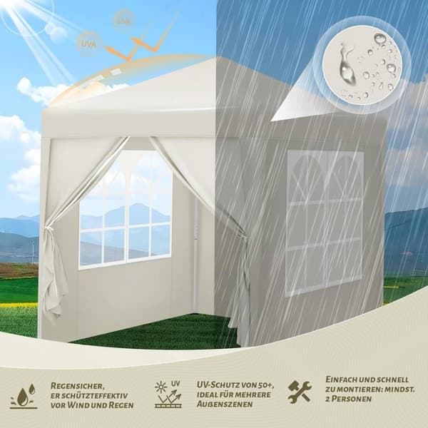 Rootz Outdoor Gazebo - Trädgårdstak - Solskydd - Rostskyddad - UV-skydd - 2m x 2m x 2,4m