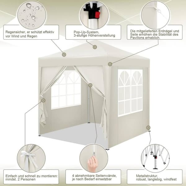 Rootz Outdoor Gazebo - Trädgårdstak - Solskydd - Rostskyddad - UV-skydd - 2m x 2m x 2,4m