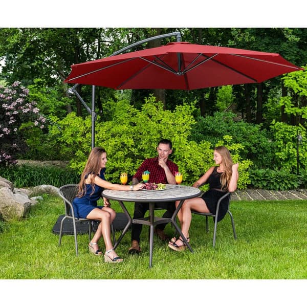 Haveparaply med bom, rund, vipbar, diameter. 300 cm bordeaux
