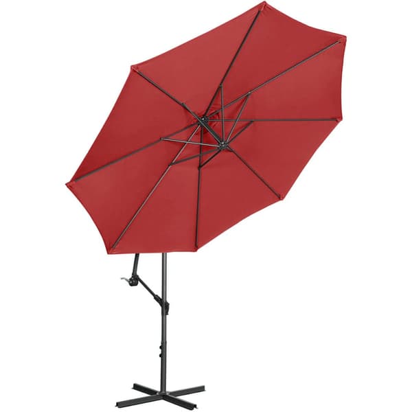 Haveparaply med bom, rund, vipbar, diameter. 300 cm bordeaux