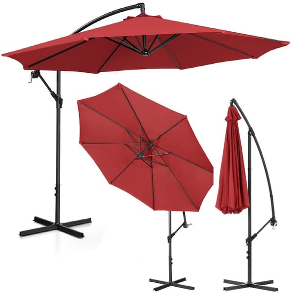 Haveparaply med bom, rund, vipbar, diameter. 300 cm bordeaux