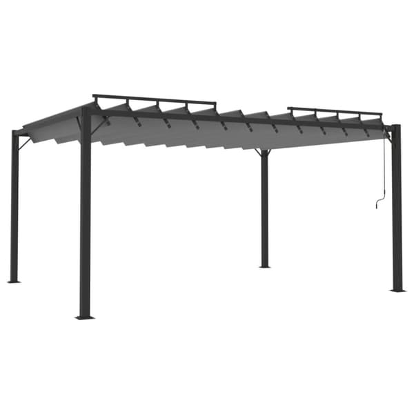 Paviljong med lamelltak 3x4 m antracit tyg och aluminium