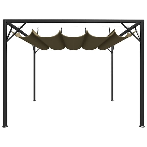 Paviljong med infällbart tak 3x3 m taupe 180 g/m²