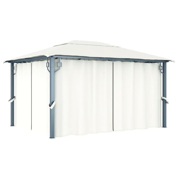 Paviljong med draperier 400 x 300 cm gräddvit aluminium