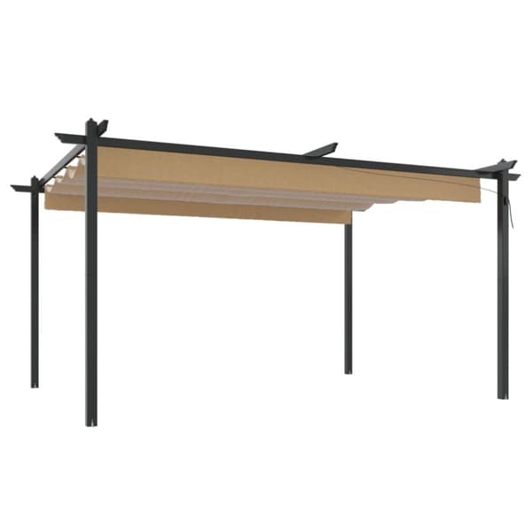 Paviljong med infällbart tak 4x3 m taupe