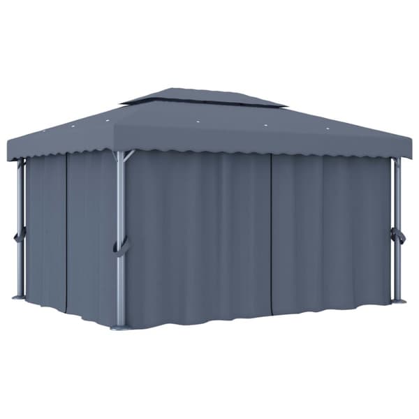 Paviljong med draperi 4x3 m antracit aluminium