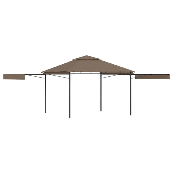 Paviljong med förlängda tak 3x3x2,75 m taupe 180 g/m²
