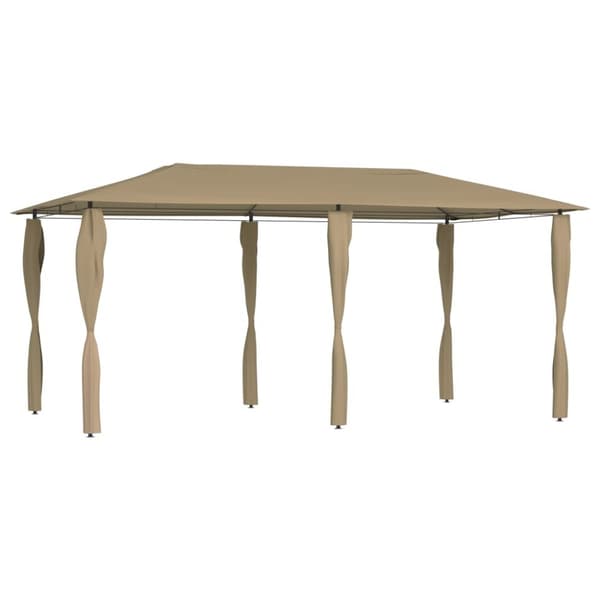 Paviljong med stolpar 2,98x5,3x2,59 m taupe 160 g/m²