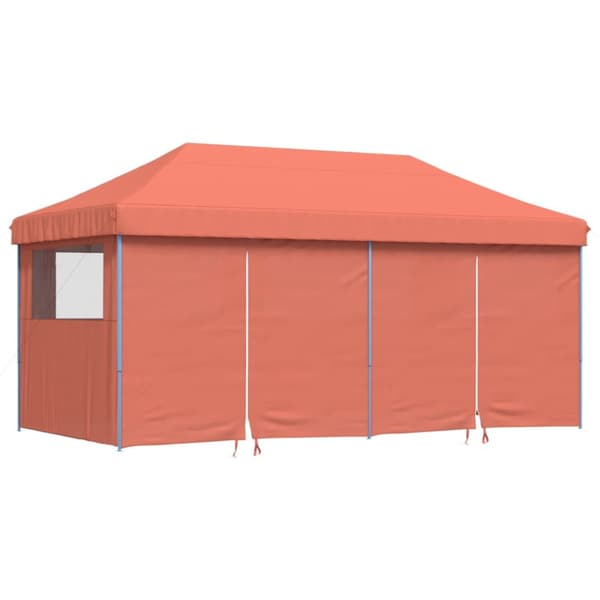 Pop-Up hopfällbart partytält med 4 sidoväggar terrakotta