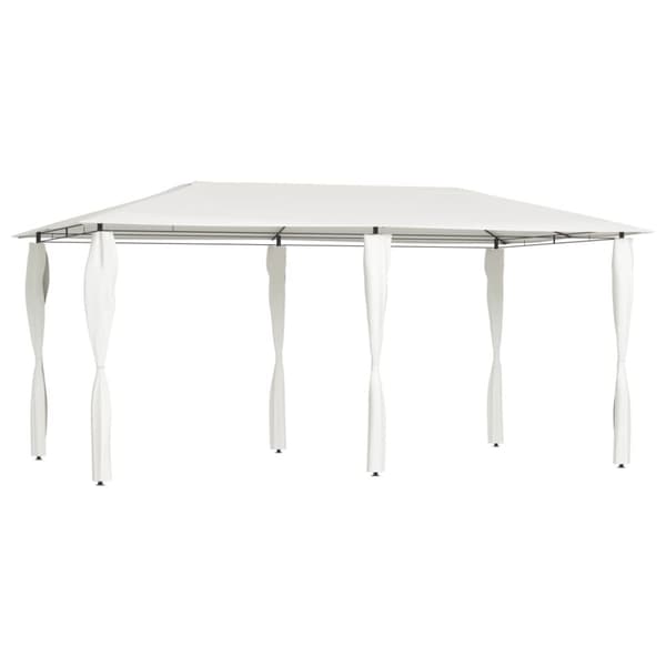 Paviljong med stolpar 2,98x5,3x2,59 m gräddvit 160 g/m²