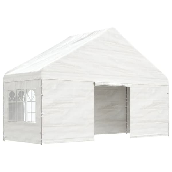 Paviljong med tak vit 5,88x2,23x3,75 m polyeten