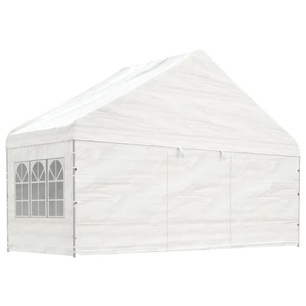 Paviljong med tak vit 5,88x2,23x3,75 m polyeten