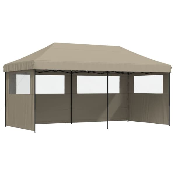 Pop-Up hopfällbart partytält med 3 sidoväggar taupe